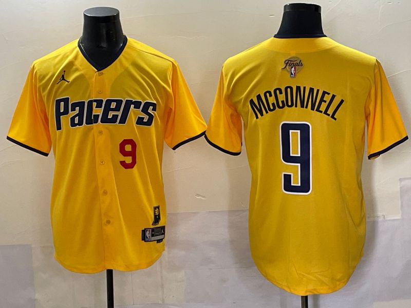 Men 2025 Indiana Pacers #9 Mcconnell Yellow Joint Name NBA Jersey style 25-0